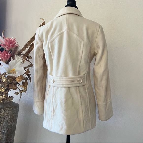 GALLERY Cream Colored Wool Button up Peacoat NWOT - Picture 4 of 11